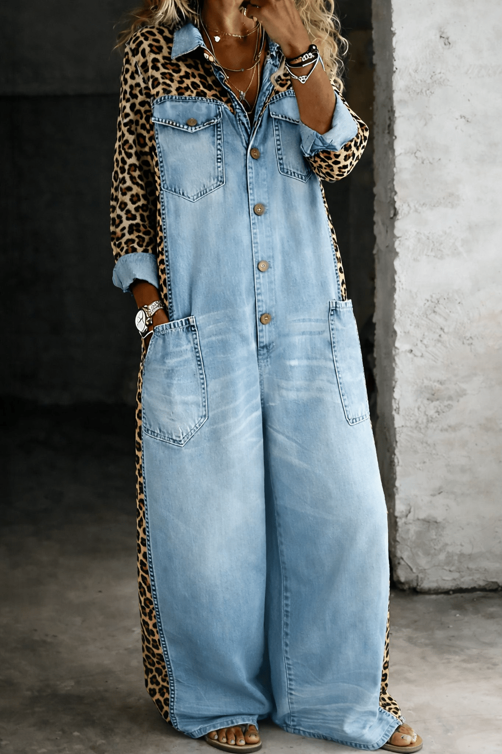 Amanda | Denim jumpsuit with long sleeves