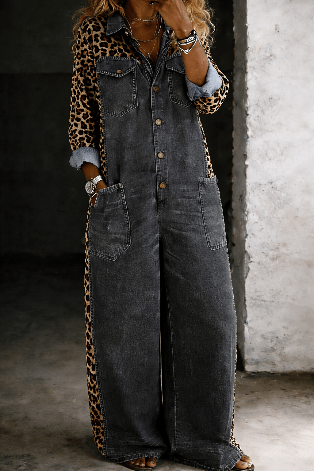Amanda | Denim jumpsuit with long sleeves
