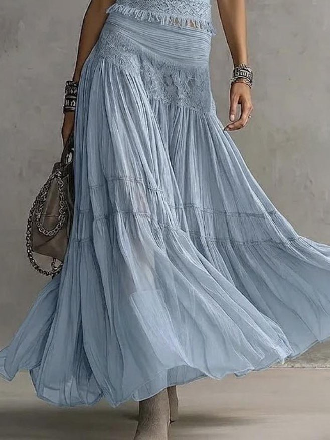 Victoria™ | Top with Panel and Pleated Maxi Skirt Set