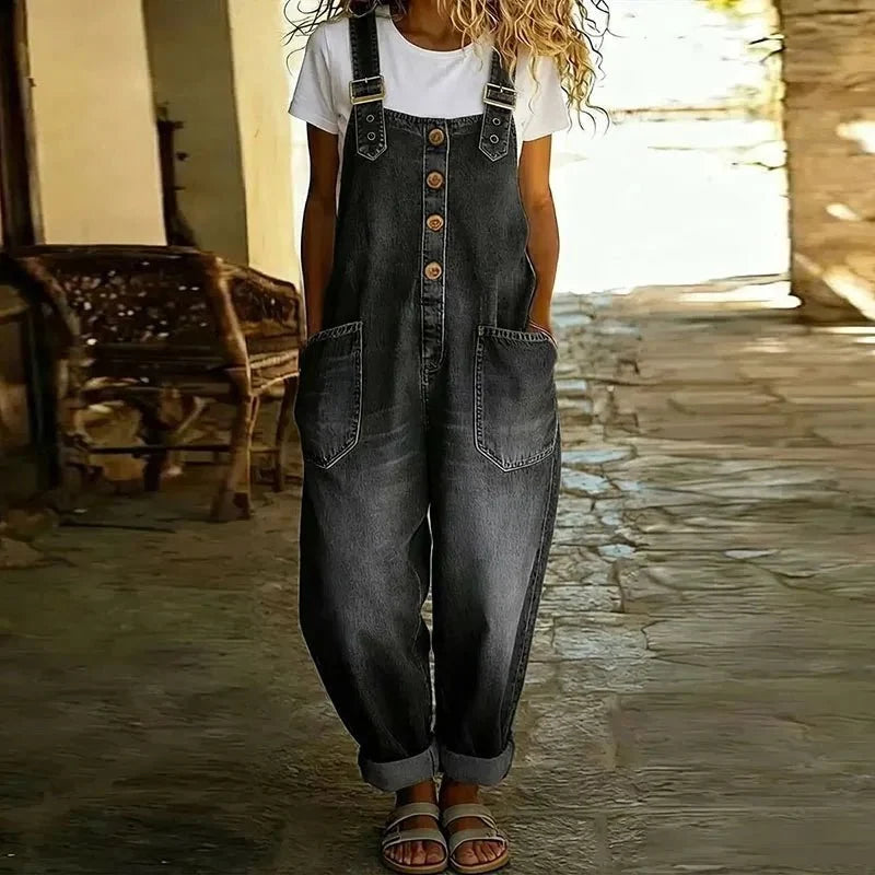 Carmen | Vintage denim jumpsuit with adjustable shoulder straps