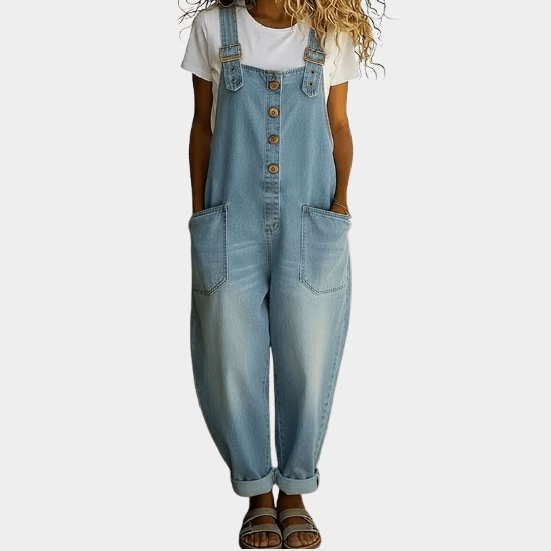 Carmen | Vintage denim jumpsuit with adjustable shoulder straps