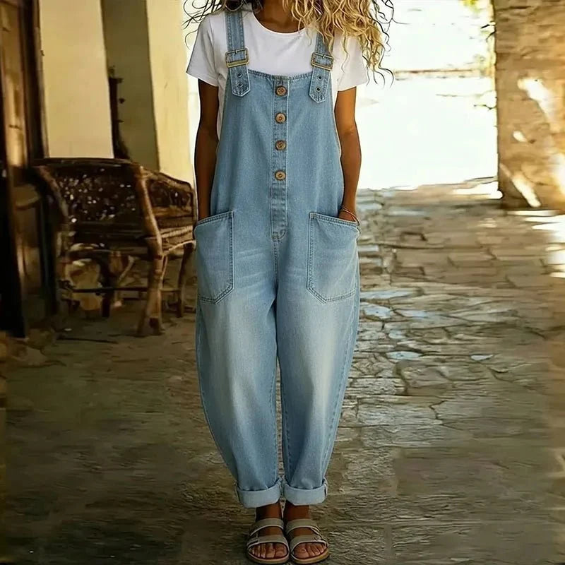 Carmen | Vintage denim jumpsuit with adjustable shoulder straps