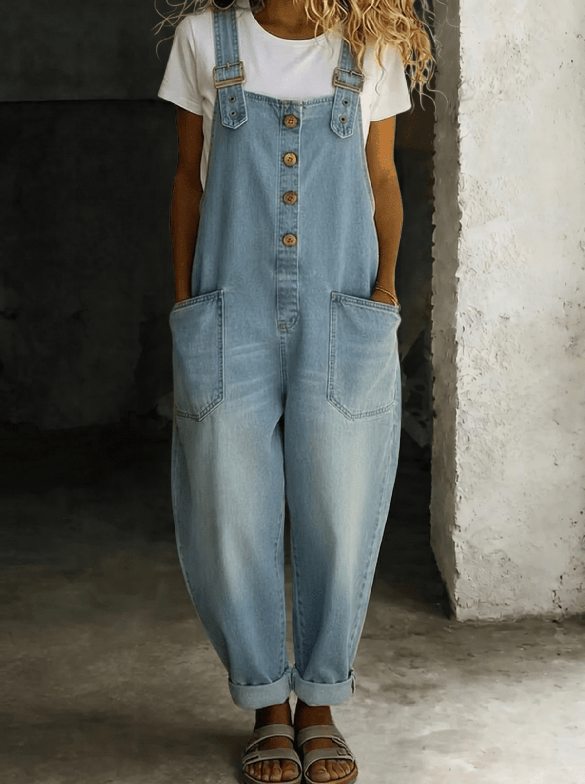 Carmen | Vintage denim jumpsuit with adjustable shoulder straps