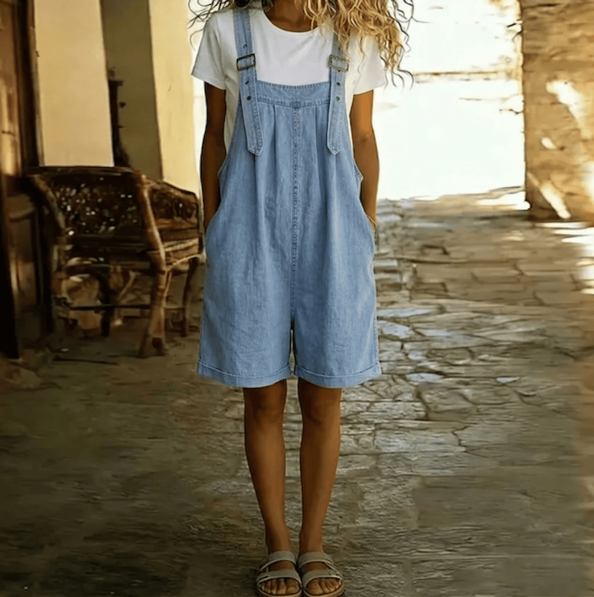 Isabel | Short Vintage Denim Women's Jumpsuit