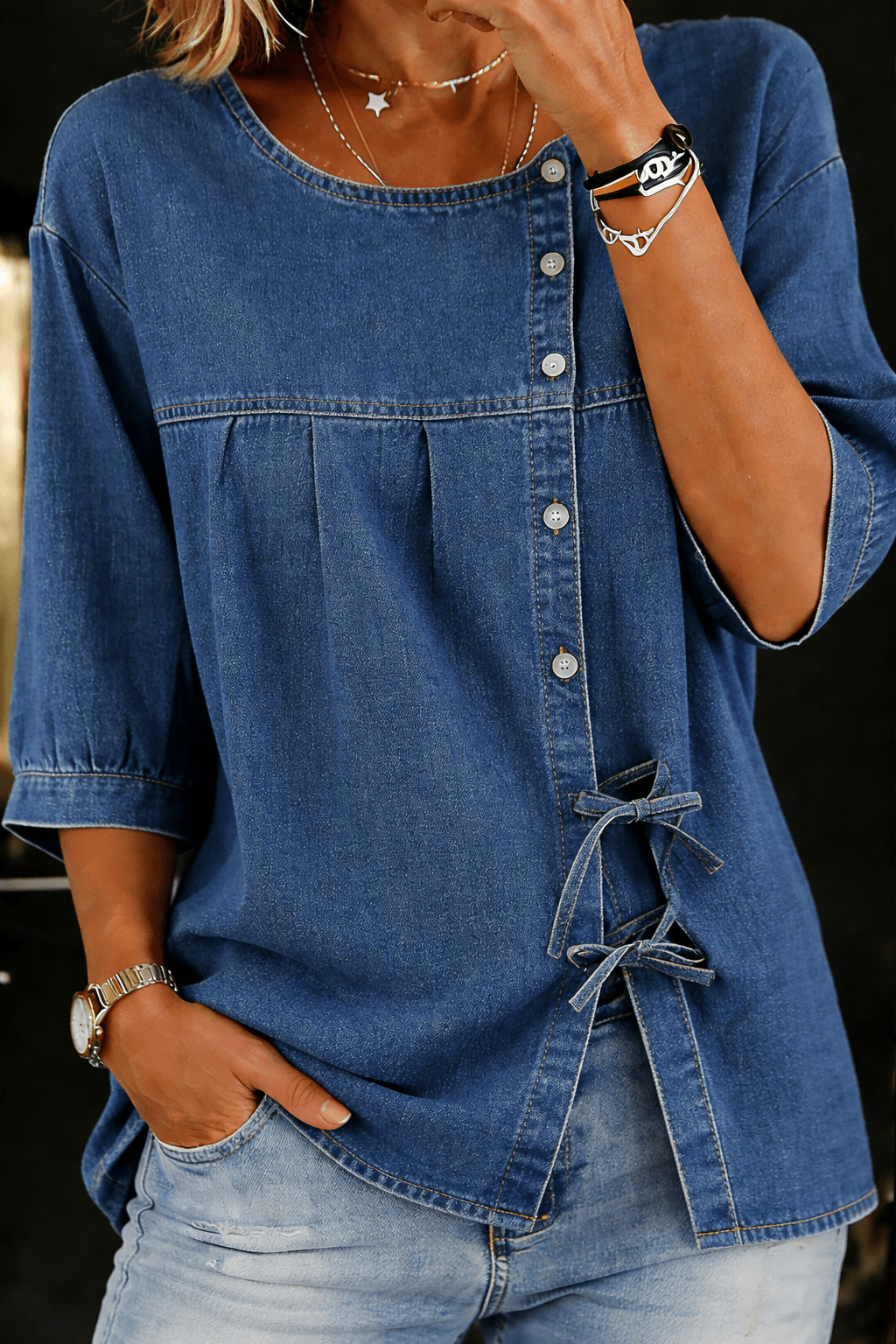 Lily | Vintage Loose Denim Blouse