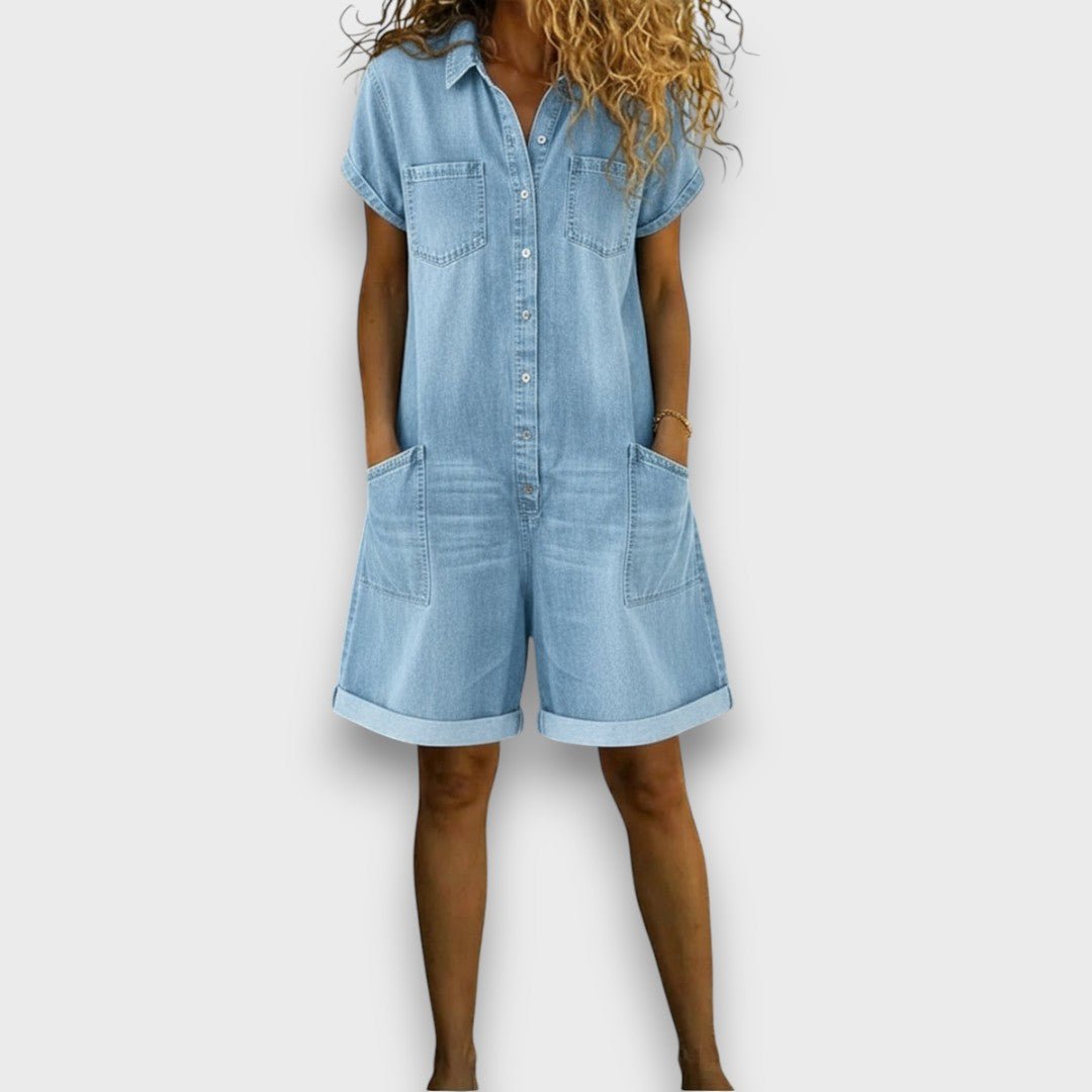 Sofía - Short vintage dungaree made of cotton with denim look