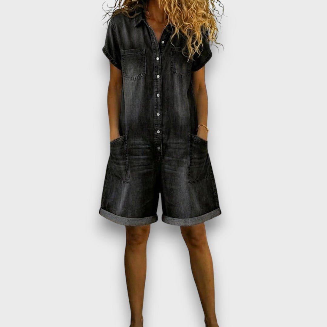 Sofía - Short vintage dungaree made of cotton with denim look