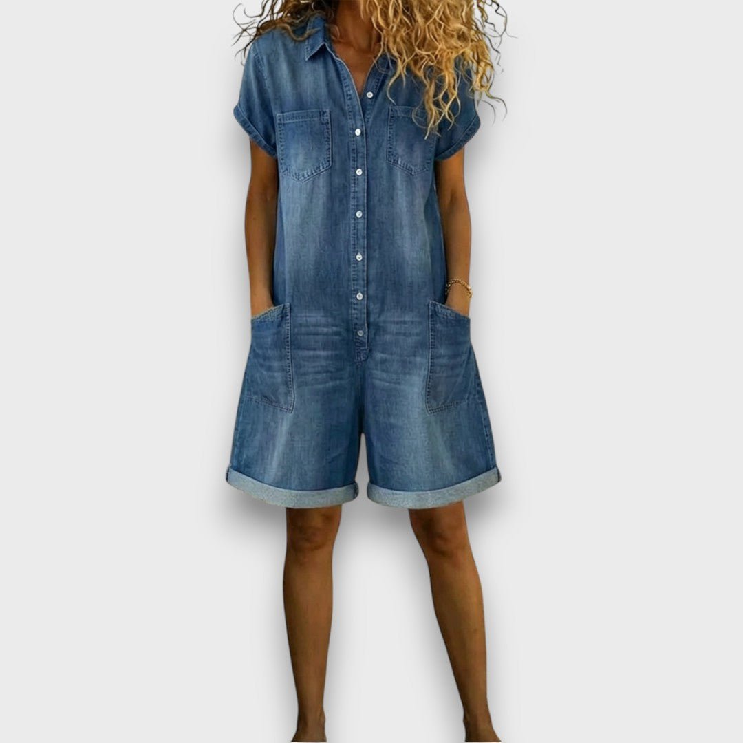 Sofía - Short vintage dungaree made of cotton with denim look