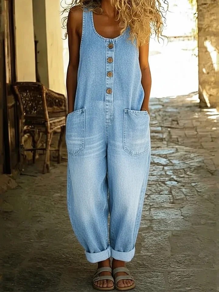 Valentina | Vintage washed cotton denim overalls